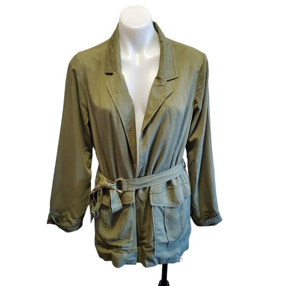 Daniel Rainn Jackets & Blazers - Daniel Rainn Olive Green Jacket With Belt Cargo Pockets Womens Small NWOT
